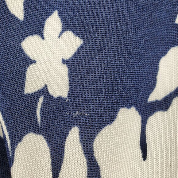 Michael Kors Navy Blue and White Floral Print Crewneck Sweater Top Shirt Large - Picture 6 of 9